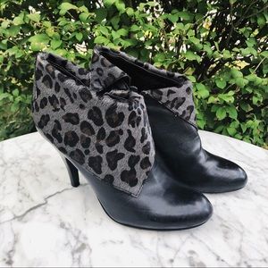Nine West Black Leather Calf Hair Ankle Booties